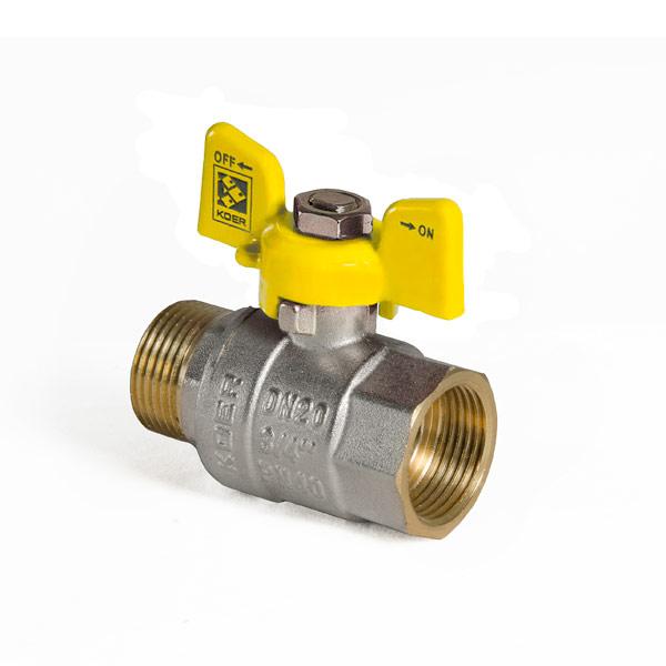 Кран кульовий KOER KR.218.G - 3/4" FM ГШМ YELLOW, ручка "метелик" жовта - Зображення 2