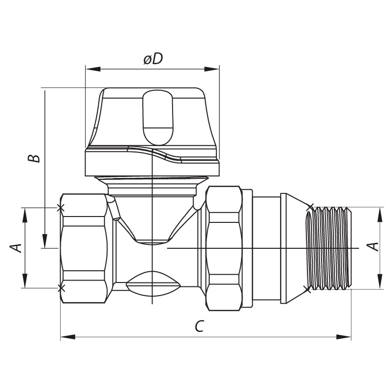 Кран термостатичний прямий 1/2" KOER KR.923-GI - Зображення 2