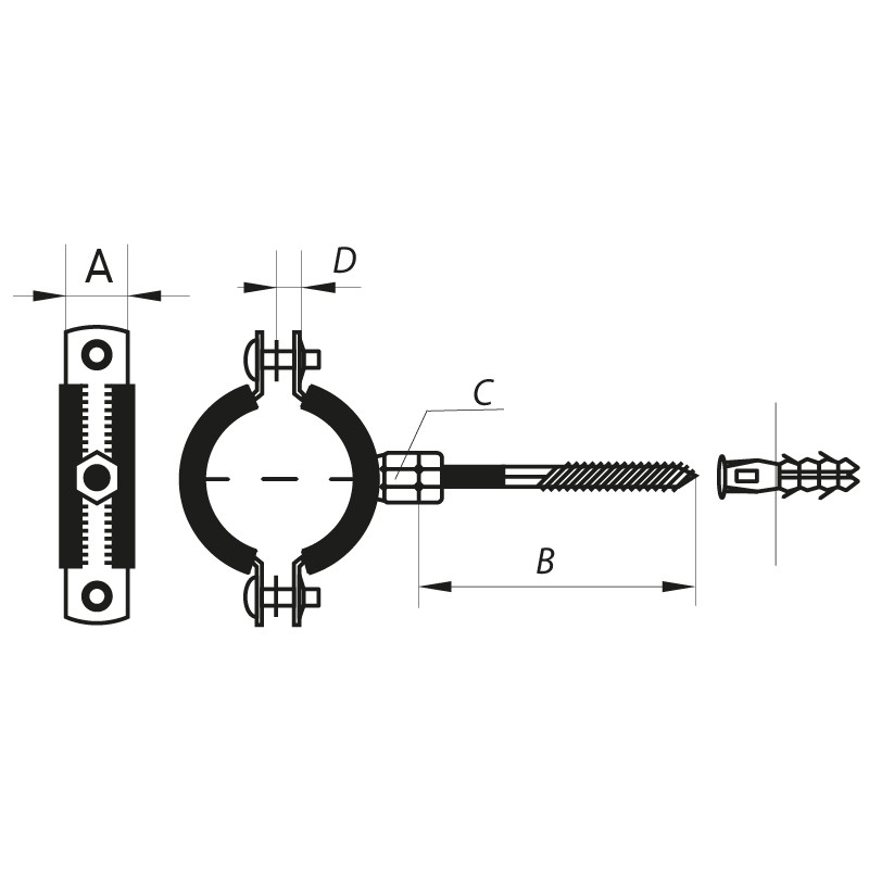 Хомут трубний оцинкований KOER KCB.20 1-1/4" чорний - Зображення 2