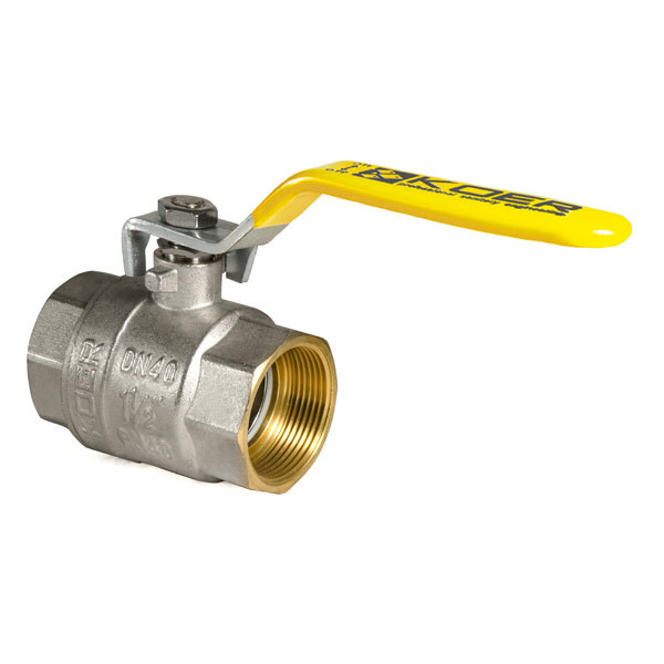 Кран кульовий KOER KR.214.G - 1 1/2" FF ГГВ YELLOW, ручка "важіль" жовта - Зображення 3