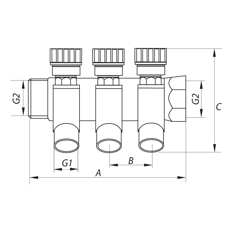 Колектор KOER KR.1124-4 1"x4 ways - Зображення 2