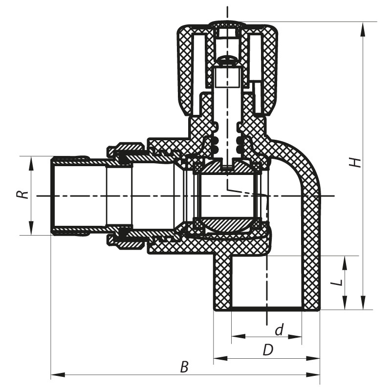 Кран радіаторний 25x3/4 кутовий PPR KOER K0158.PRO - Зображення 2