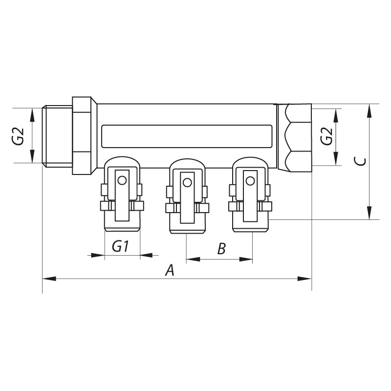 Колектор на 3 контура KOER KR.1125-3 3/4"x3 ways - Зображення 2