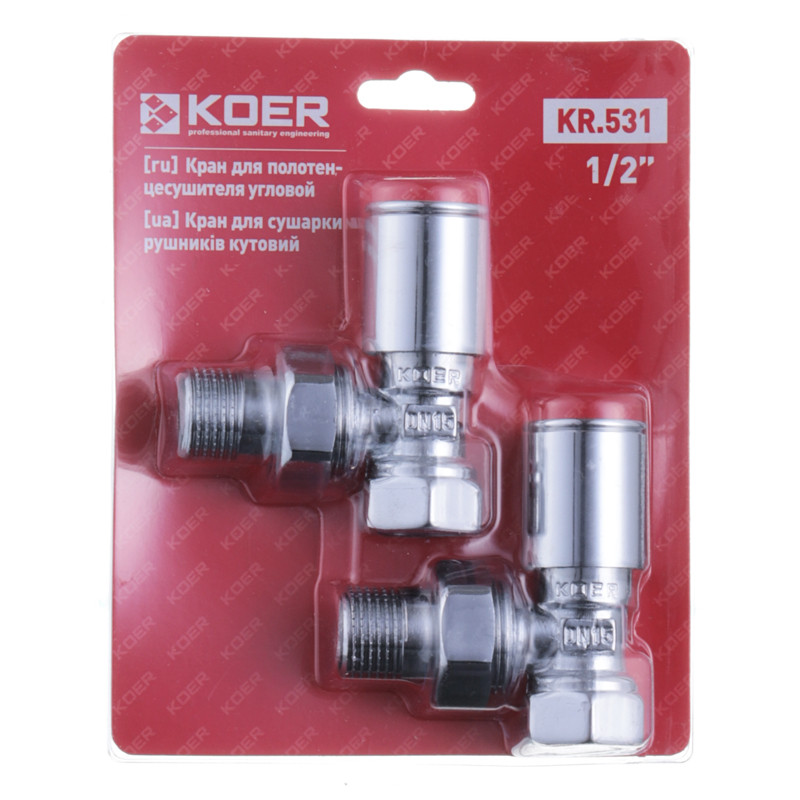 Кран для рушникосушки кутовий KOER KR.531 - 1/2" - Зображення 2