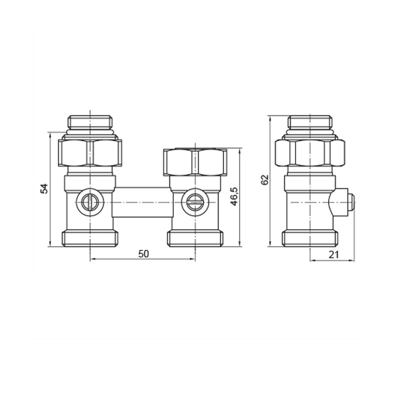 Вузол нижнього підключення радіатора прямий 3/4"x1/2" KOER KR.1133 - Зображення 2