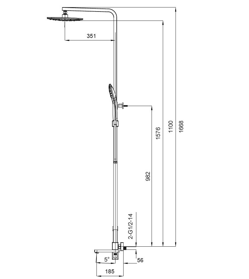 Душова колона із змішувачем KOER KB-56009-05 - Зображення 2