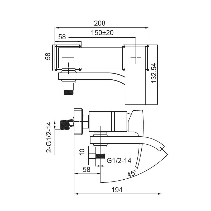 Змішувач для ванни з коротким зливом KOER KB-41007-01 - Зображення 2