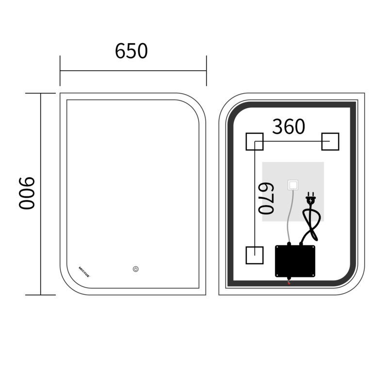 Дзеркало Mixxus Premium BEVEL MA02-90x65-Reverse з Led Touch, Anti-fog, димером - Зображення 2