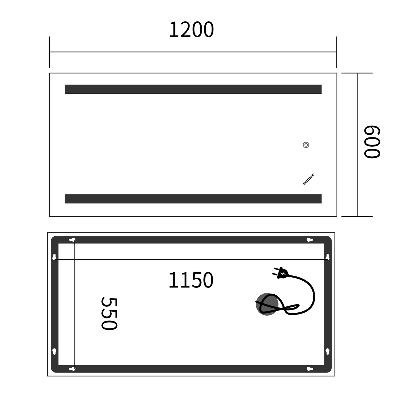 Дзеркало Mixxus Premium LINES MR17-120x60-Reverse з Led Touch, Anti-fog, димером, регулятором яскравості - Зображення 8