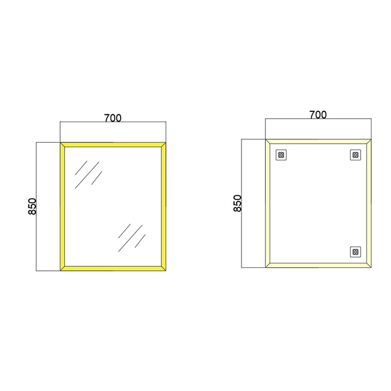 Дзеркало настінне Zerix FONTE MRZ09-70x85-Reverse GOLD прямокутне в золотій рамі - Зображення 2