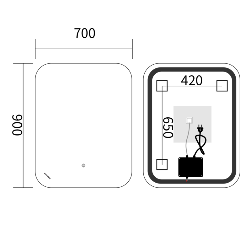 Дзеркало Mixxus Premium DIVERSE MR15-90x70-Reverse з Led Touch, Anti-fog, димером - Зображення 10