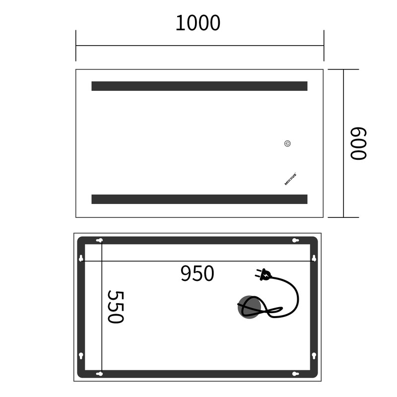 Дзеркало Mixxus Premium LINES MR17-100x60-Reverse з Led Touch, Anti-fog, димером, регулятором яскравості - Зображення 4