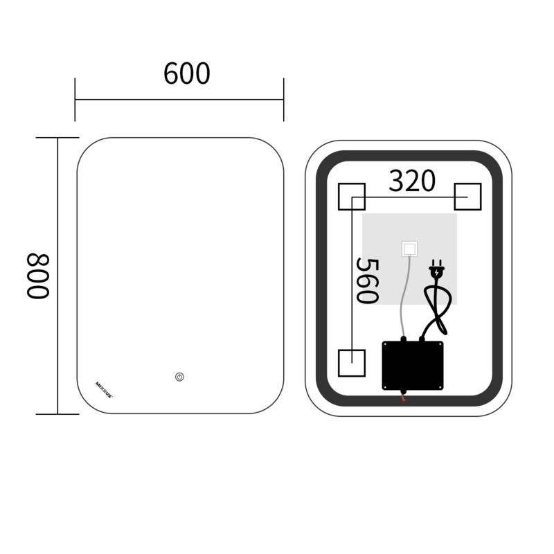 Дзеркало Mixxus Premium DIVERSE MR15-80x60-Reverse з Led Touch, Anti-fog, димером - Зображення 3