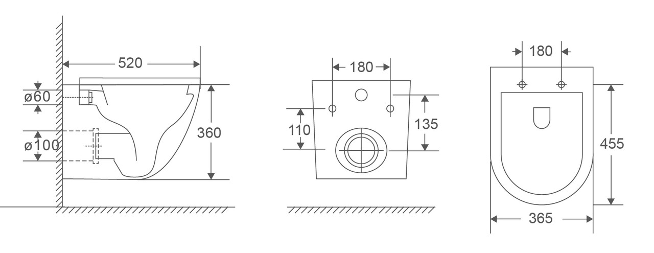 Унітаз підвісний Mixxus Premium Ellipse-0303-R Black 520x365x360mm, система змиву RIMLESS - Зображення 4
