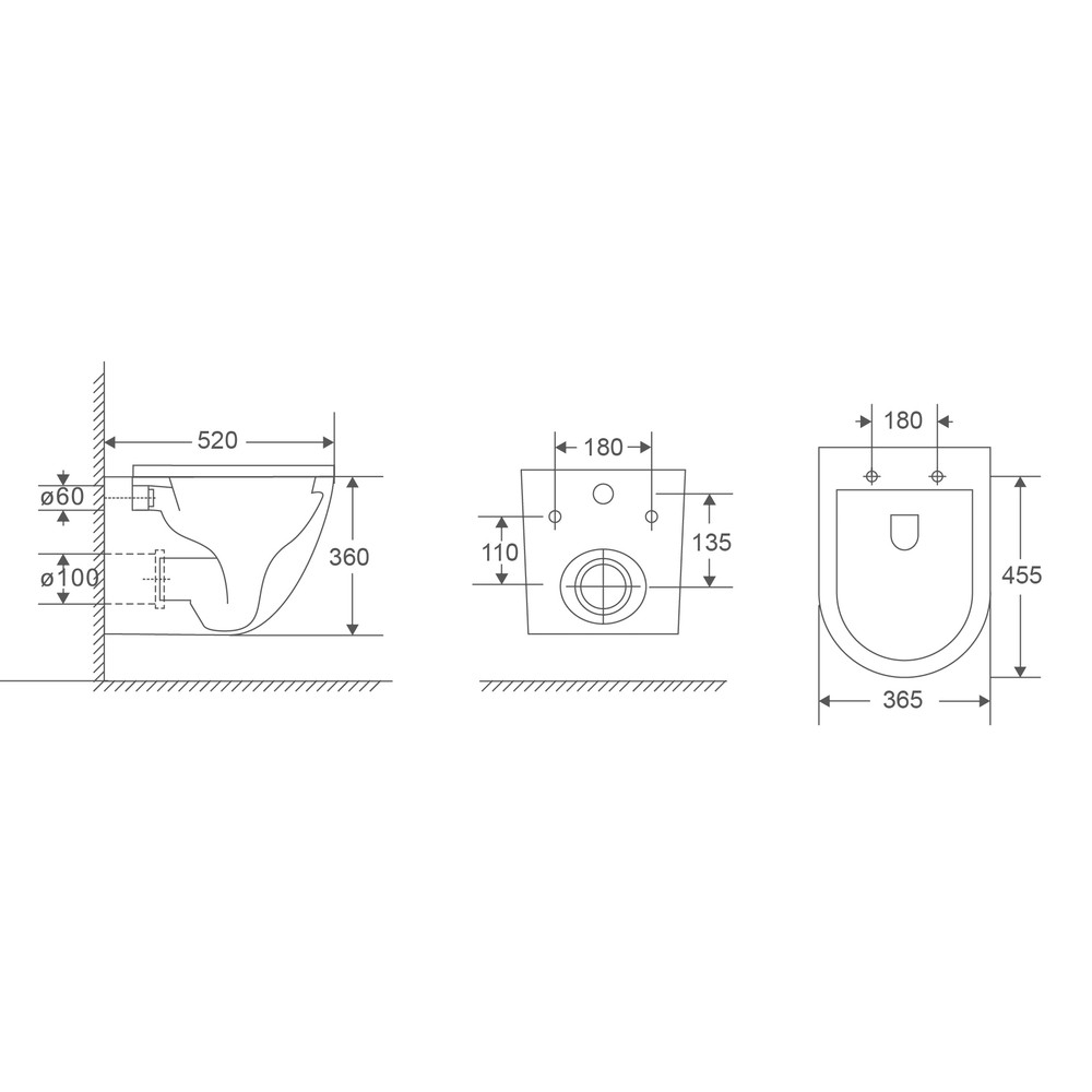Унітаз підвісний Mixxus Premium Ellipse-0303-T3 520x365x360mm, система змиву Tornado 3.0 - Зображення 4