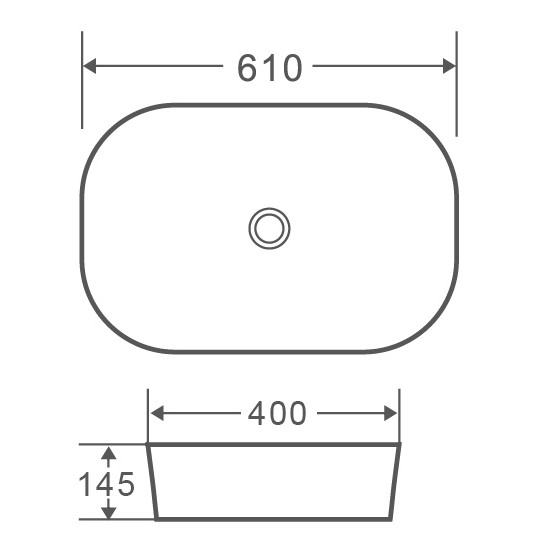 Умивальник накладний керамічний Mixxus Premium Diverse-0102 610x400x145mm - Зображення 2