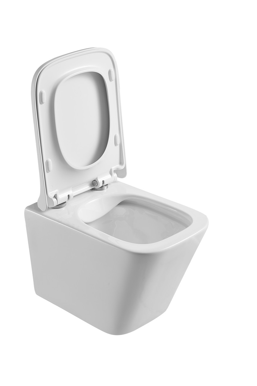 Унітаз підвісний Mixxus Premium QUADRO-0301-R 490×340×360 мм, система змиву RIMLESS, білий - Зображення 8