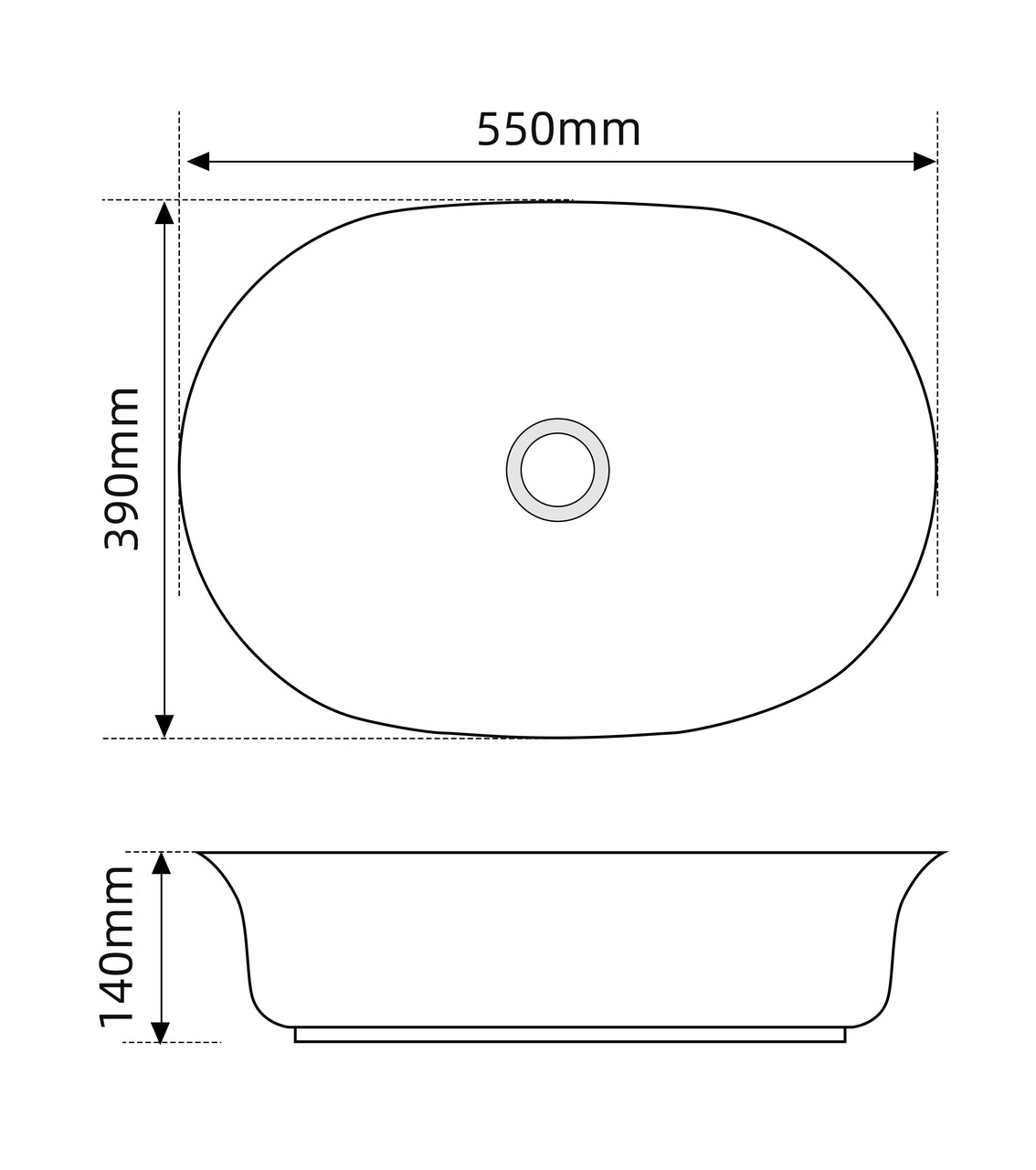 Раковина накладна Mixxus Premium ELLIPSE-0103 550×390×140 мм, білий - Зображення 6