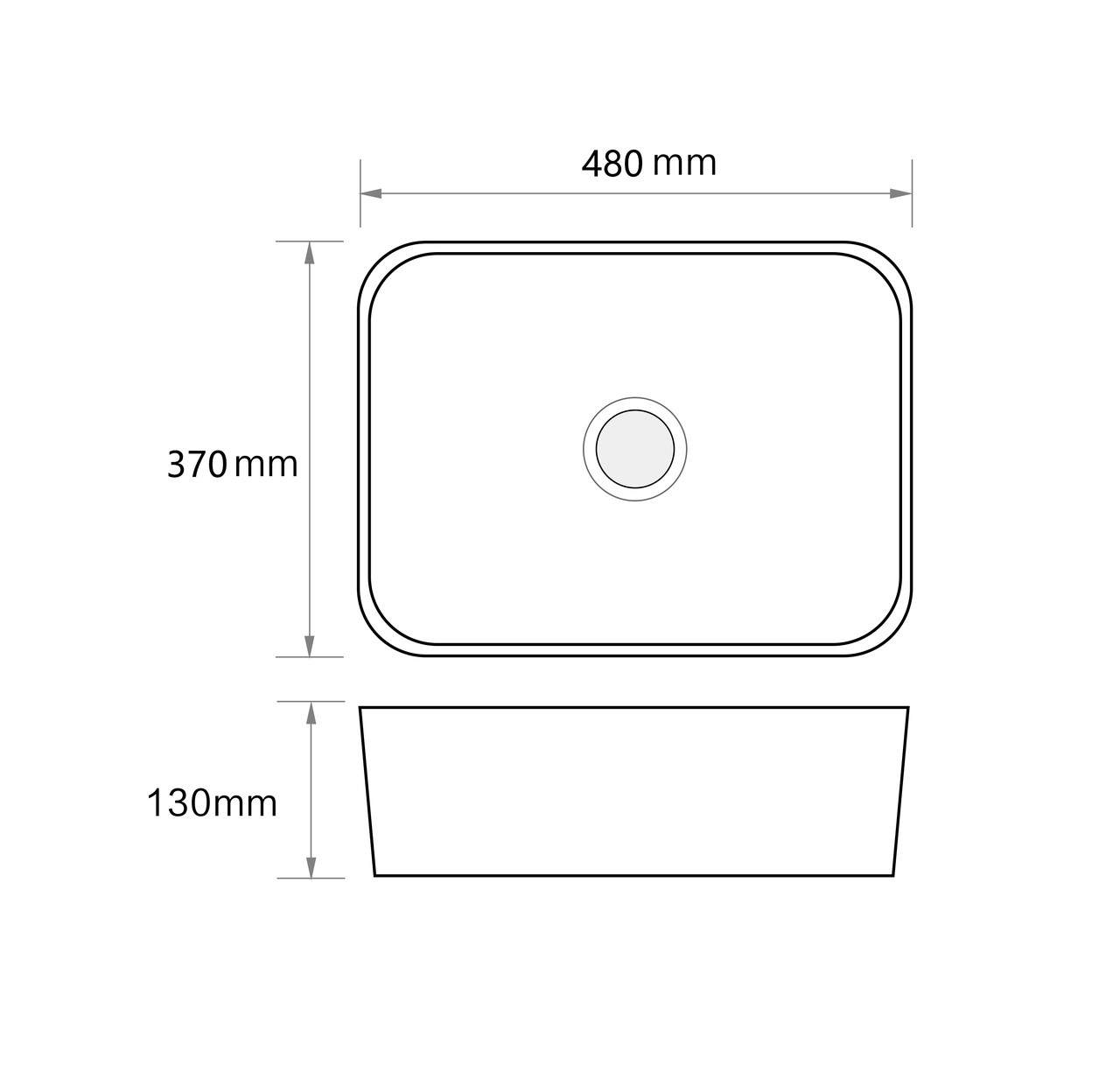Раковина накладна Mixxus Premium QUADRO-0103 480х370х130mm - Зображення 2