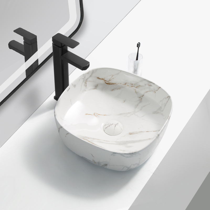 Раковина накладна Mixxus Premium DIVERSE-0104 MARBLE 370х370х135mm - Зображення 3