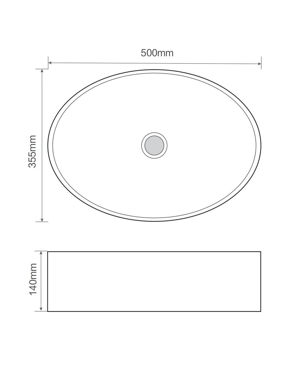 Раковина накладна Mixxus Premium BEVEL-0106 500×355×140 мм, білий - Зображення 2