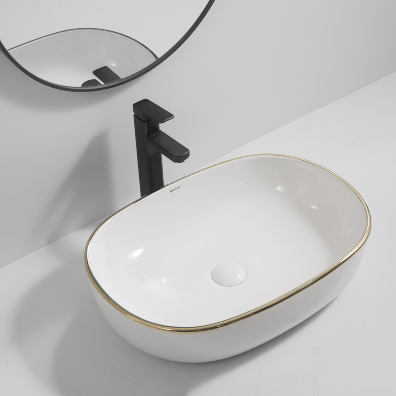 Раковина накладна Mixxus Premium ELLIPSE-0105 EDGE GOLD 600х400х150mm - Зображення 2