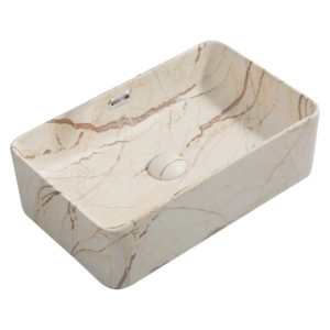 Раковина накладна Mixxus Premium QUADRO-0208 MARBLE 480х315х140mm з переливом