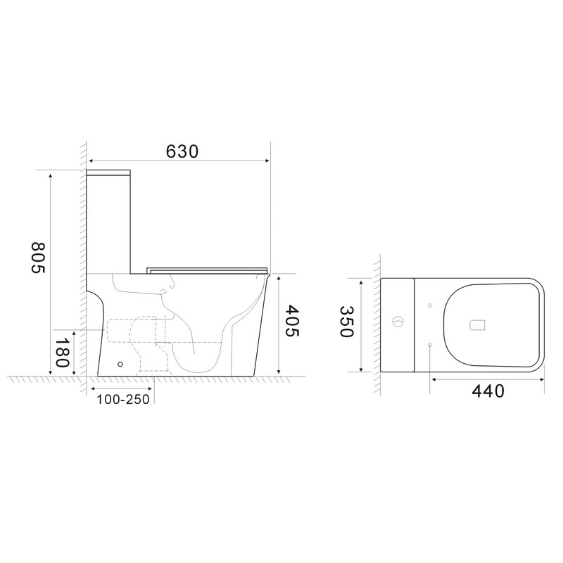 Унітаз-компакт Mixxus WAVE-0404-R 630×350×805 мм, система змиву RIMLESS, білий - Зображення 6