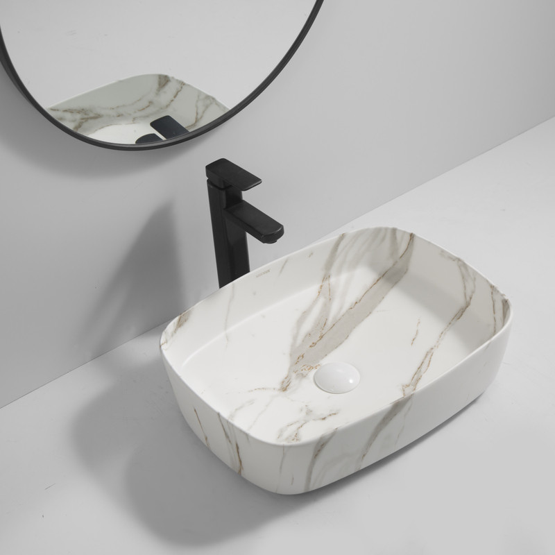 Раковина накладна Mixxus Premium BEVEL-0102 MARBLE 495х370х135mm - Зображення 6