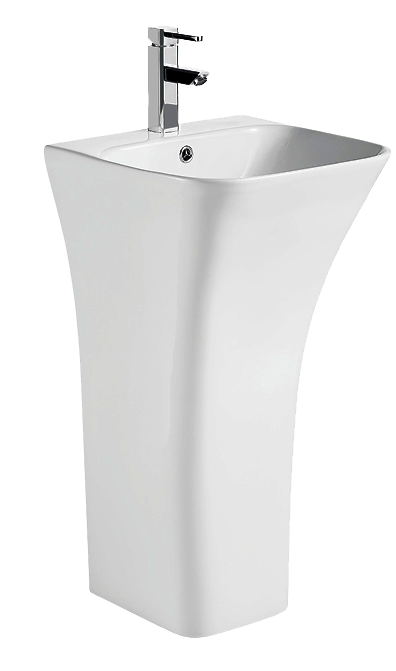Раковина моноблок Mixxus BEVEL-1101 з отвором під змішувач та переливом 450х435х835mm - Зображення 9