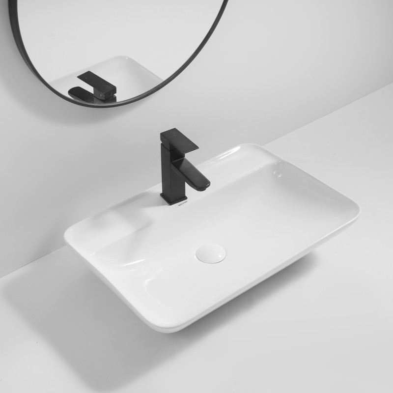 Раковина накладна Mixxus Premium BEVEL-0203 600×405×120 мм з отвором під змішувач, білий - Зображення 2