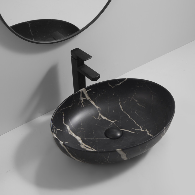 Раковина накладна Mixxus Premium ELLIPSE-0102 MARBLE 515х400х130mm - Зображення 8