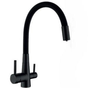 Змішувач для кухні Mixxus SUS-021 BLACK REFL.BLACK із силіконовим виливом, з виходом для питної води