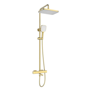 Душова колона Mixxus Premium VIRGO 009-J BRUSHED GOLD з термостатичним змішувачем,3 функції