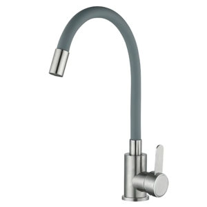 Змішувач для кухні із сірим гнучким виливом Mixxus FAN-011 Refl.Gray