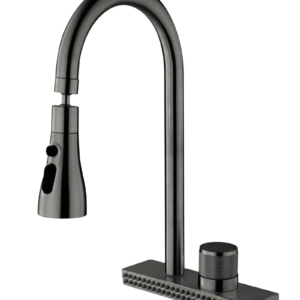 Змішувач для кухні Mixxus FOL-017 Graphite з функц."водоспад" з нерж. сталі