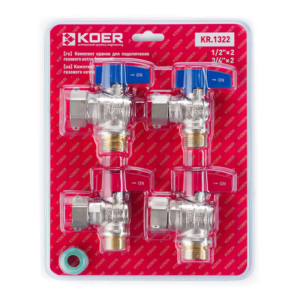 Комплект кранів для підключення газового котла KOER KR.1322 кутовий
