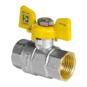 Кран кульовий KOER KR.217.G - 1" FF ГГМ YELLOW, ручка "метелик" жовта