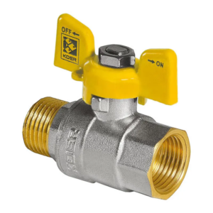 Кран кульовий KOER KR.218.G - 1" FM ГШМ YELLOW, ручка "метелик" жовта
