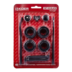 Комплект для радіатора KOER SET-03.Black 1/2" З кріпленнями