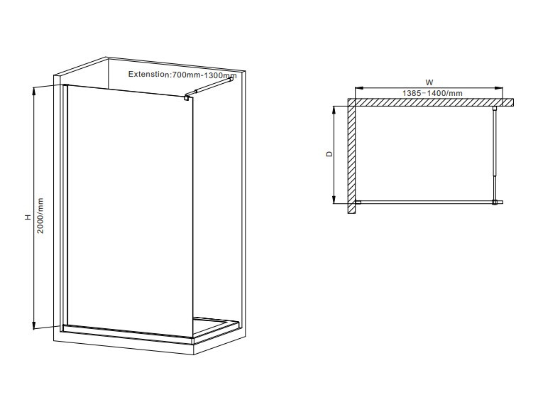 Душова перегородка Mixxus Premium FLAT SP01-140x200-TR Chrome Walk-In прозоре скло 8мм - Зображення 3