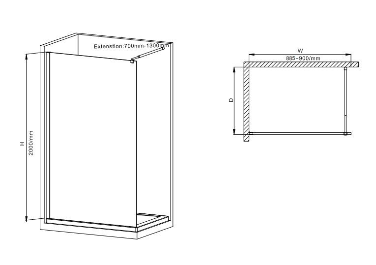 Душова перегородка Mixxus Premium FLAT SP01-90x200-TR Chrome Walk-In прозоре скло 8мм - Зображення 4