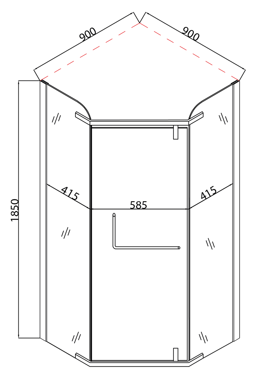 Душова кабіна без піддону Mixxus LINES SC01-90x90x185-TR CHROME прозоре скло 6мм - Зображення 6