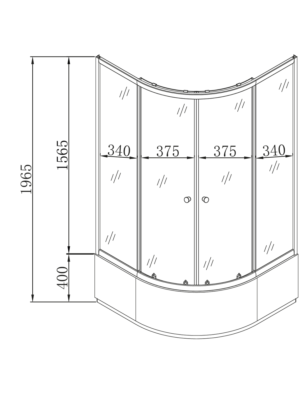Душова кабіна з високим піддоном Mixxus PLAIN SCT01-90x90x195-FB SATIN матове скло 4мм - Зображення 3