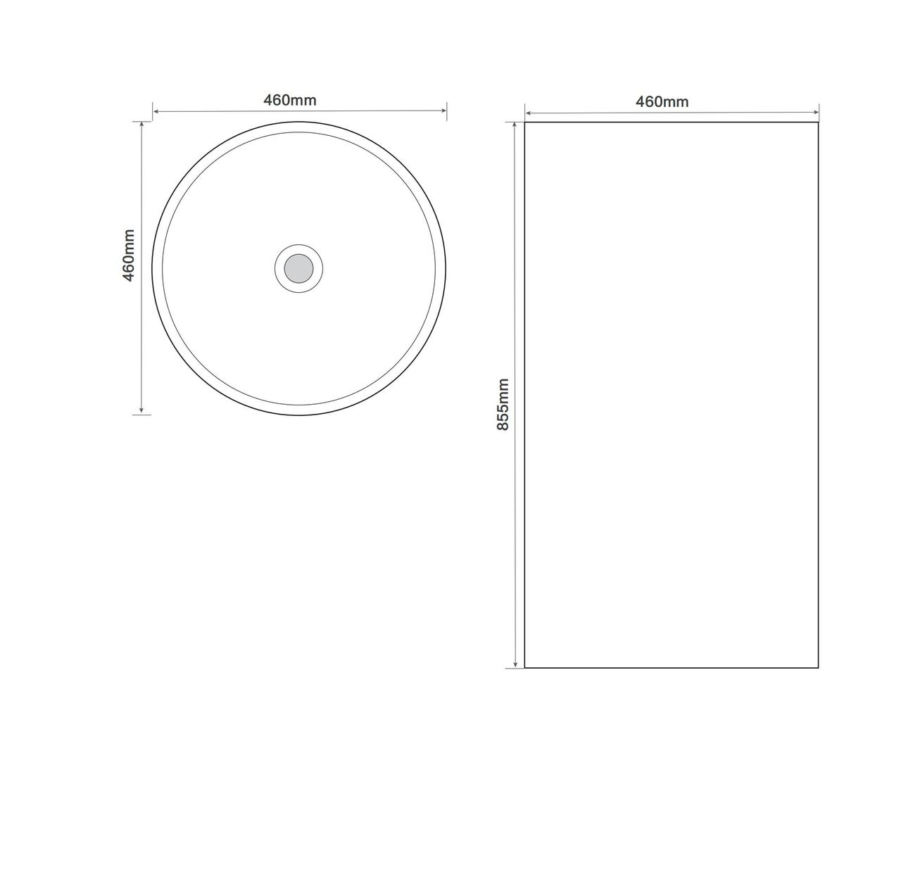 Раковина моноблок MIXXUS PREMIUM ELLIPSE-1101 460х460х855mm з переливом - Зображення 3