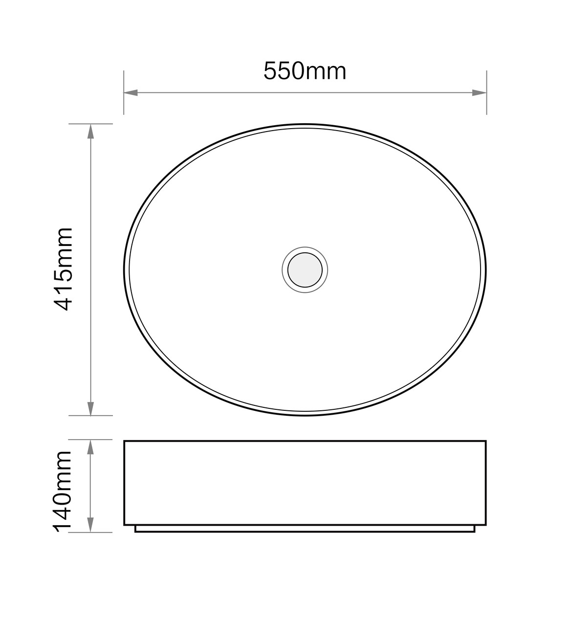Раковина накладна MIXXUS PREMIUM ELLIPSE-0104 MARBLE 550х415х140mm - Зображення 2