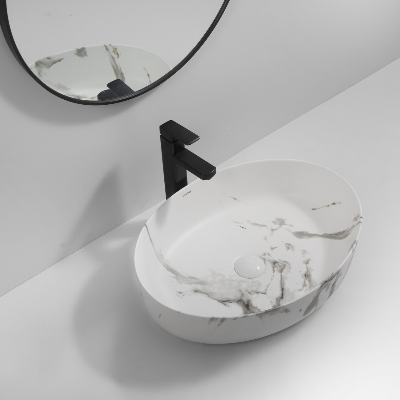 Раковина накладна MIXXUS PREMIUM ELLIPSE-0104 MARBLE 550х415х140mm - Зображення 4