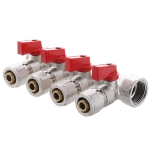 Колектор з кульовими кранами та фітингом KOER KR.1125-4 - 3/4”x4 Ways