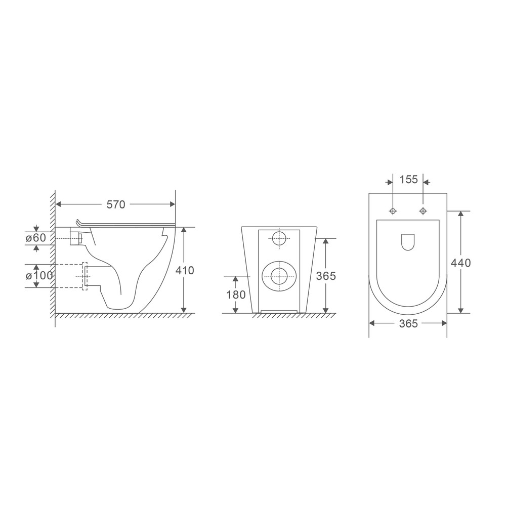 Унітаз підлоговий безбачковий Mixxus Premium ELLIPSE-0701-T1 570х365х410mm, система змиву TORNADO 1.0 - Зображення 3
