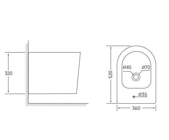 Біде підвісне Mixxus BEVEL-0502 520x360x320mm - Зображення 4